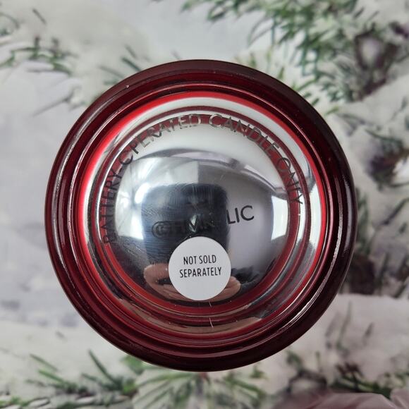 NWT Hallmark Faux Wood Tray with 3 Red Glass Snowflake Tealight Holders - Picture 7 of 11